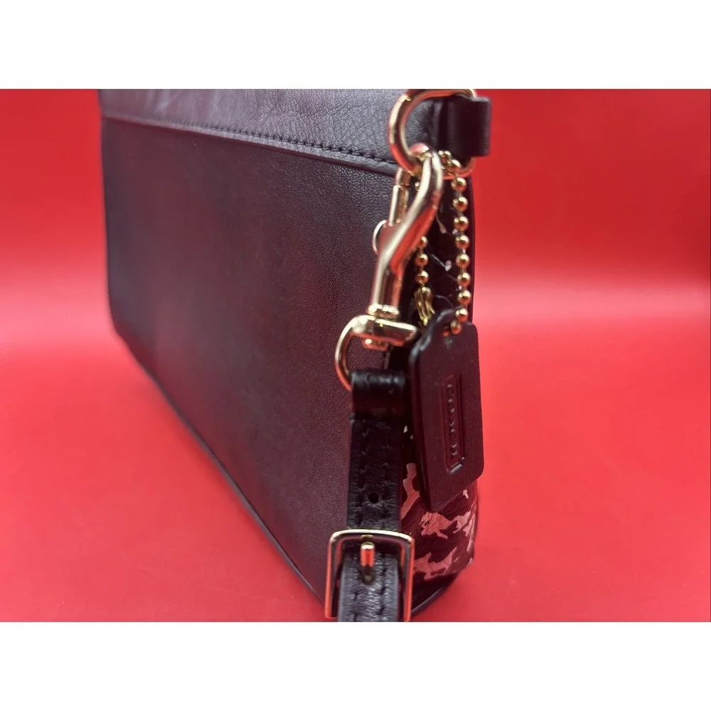 Coach Leather Madison  Large WRISTLET embossed python sides Black/white